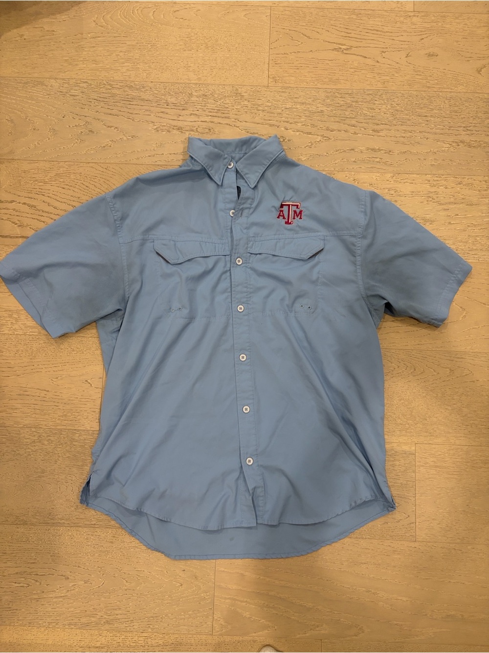 Texas A&M Light Blue Short-Sleeve Button-Down Shirt